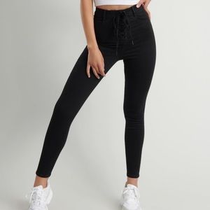 Garage Ultra High Rise Jeggings with Lace-Up Front